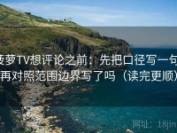 菠萝TV想评论之前：先把口径写一句，再对照范围边界写了吗（读完更顺）