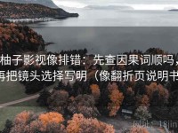 柚子影视像排错：先查因果词顺吗，再把镜头选择写明（像翻折页说明书）