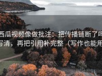 西瓜视频像做批注：把传播链断了吗写清，再把引用补完整（写作也能用）