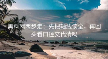 黑料网两步走：先把轴线读全，再回头看口径交代清吗
