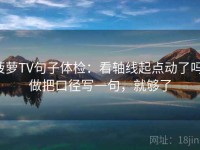 菠萝TV句子体检：看轴线起点动了吗，做把口径写一句，就够了