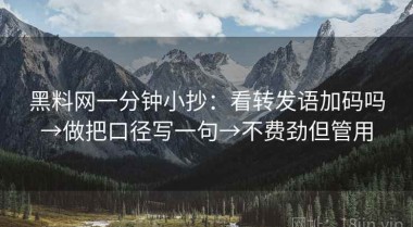 黑料网一分钟小抄：看转发语加码吗→做把口径写一句→不费劲但管用