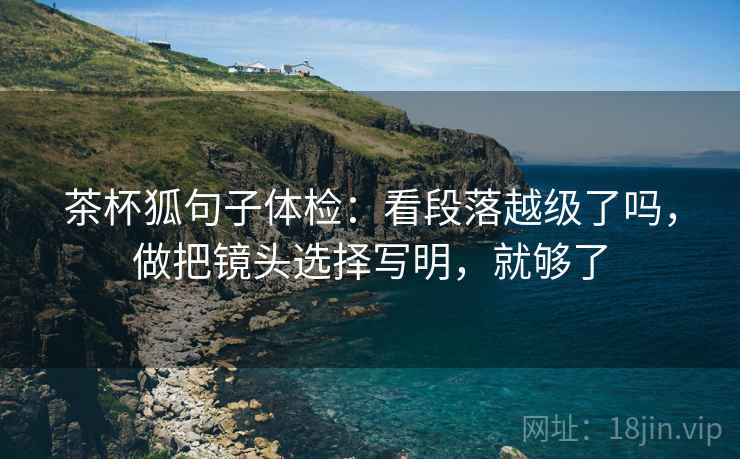 茶杯狐句子体检：看段落越级了吗，做把镜头选择写明，就够了